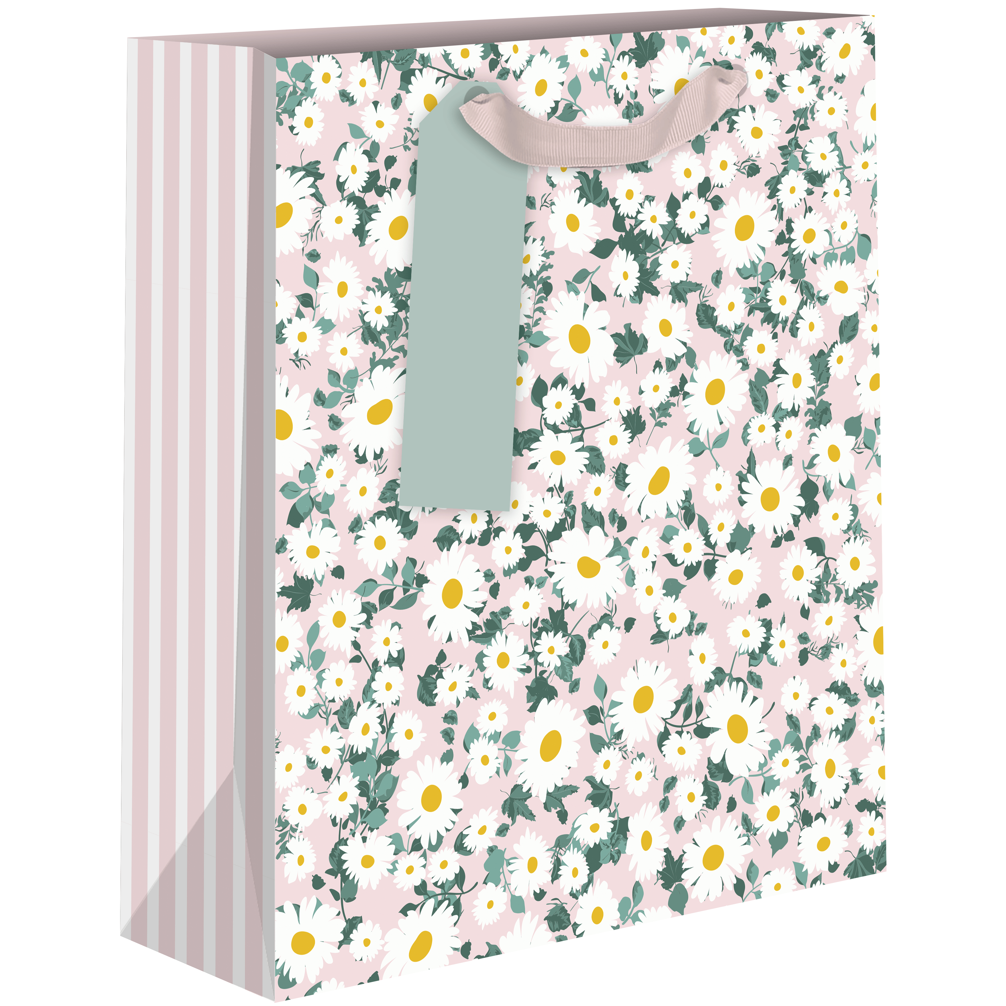 White floral medium gift bags by AB PICTURA with elegant flower patterns, ideal for special gift packaging.